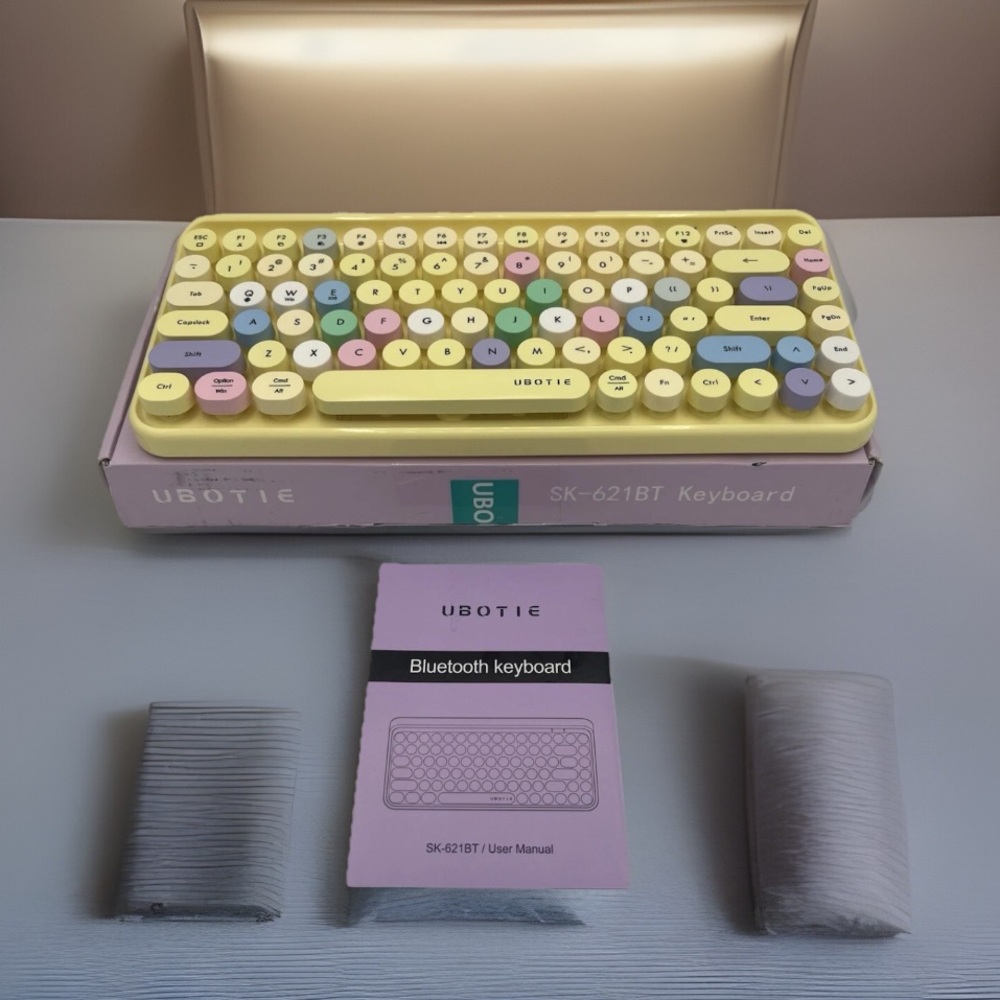 UBOTIE Bluetooth Portable Computer Keyboard Mini Wireless (Colorful Yellow)
